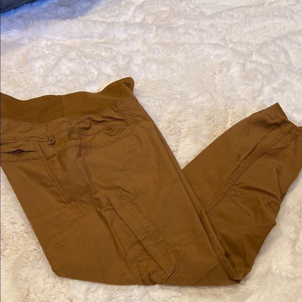 Prana Brown Track Pants with Elastic Waistband and Relaxed Fit